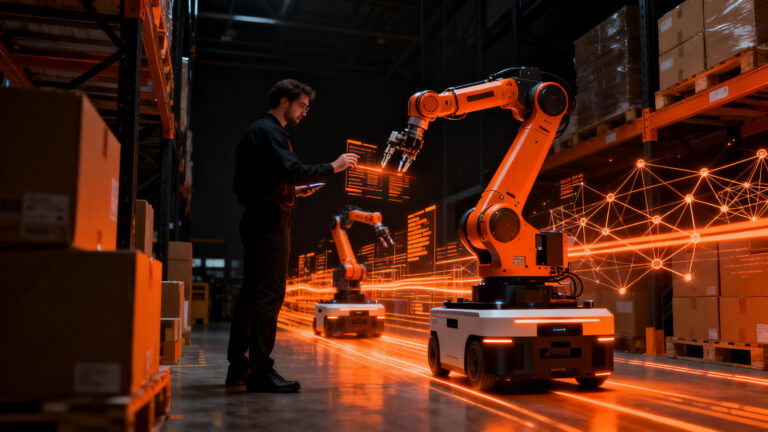 Demostración de robótica colaborativa y automatización logística en el evento WeAreCobots Logistics 2026 en San Sebastián.