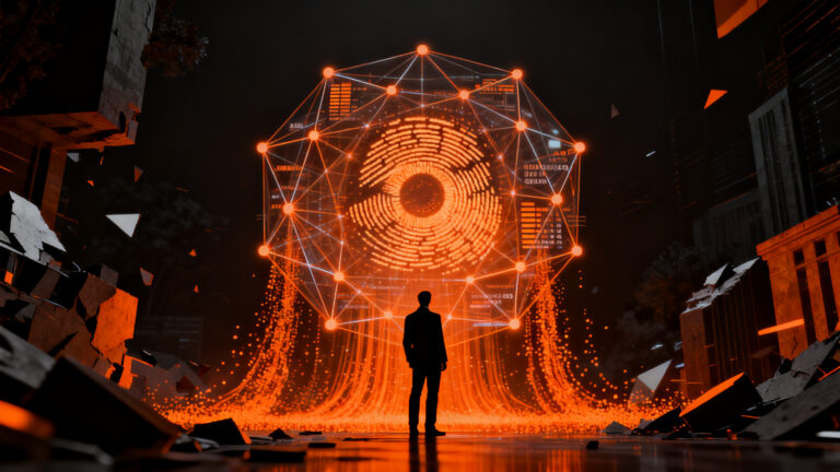 Identidad digital y verificación biométrica en el sector financiero, representando el futuro de la seguridad bancaria.