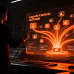 Representación visual de la capa de contexto unificado de Zoom para agentes de IA, mostrando flujo de trabajo y productividad.